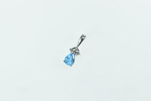 Load image into Gallery viewer, 14K Pear Blue Topaz Diamond Vintage Classic Pendant White Gold