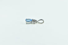 Load image into Gallery viewer, 14K Pear Blue Topaz Diamond Vintage Classic Pendant White Gold