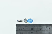 Load image into Gallery viewer, 14K Pear Blue Topaz Diamond Vintage Classic Pendant White Gold