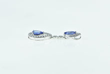 Load image into Gallery viewer, 14K Ornate Tanzanite Diamond Halo Drop Vintage Pendant White Gold