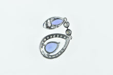Load image into Gallery viewer, 14K Ornate Tanzanite Diamond Halo Drop Vintage Pendant White Gold