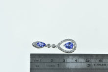 Load image into Gallery viewer, 14K Ornate Tanzanite Diamond Halo Drop Vintage Pendant White Gold