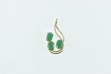 Load image into Gallery viewer, 14K Vintage Oval Three Stone Emerald Statement Pendant Yellow Gold