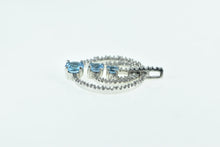 Load image into Gallery viewer, 14K Blue Topaz Tiered Circle Diamond Ring Pendant White Gold