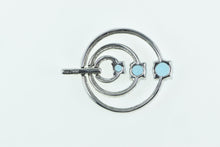 Load image into Gallery viewer, 14K Blue Topaz Tiered Circle Diamond Ring Pendant White Gold