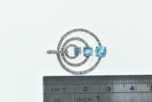 Load image into Gallery viewer, 14K Blue Topaz Tiered Circle Diamond Ring Pendant White Gold