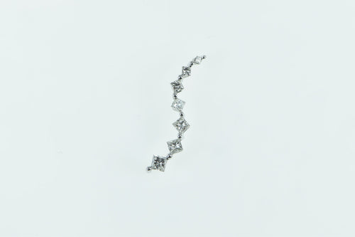 14K Princess Cut Diamond Journey Symbol Wave Pendant White Gold