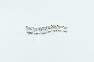 14K Princess Cut Diamond Journey Symbol Wave Pendant White Gold