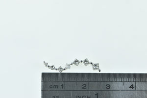 14K Princess Cut Diamond Journey Symbol Wave Pendant White Gold