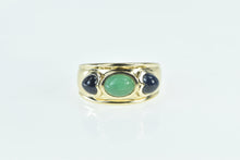 Load image into Gallery viewer, 14K Heart Sapphire Emerald Cabochon Wide Ring Yellow Gold