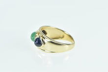 Load image into Gallery viewer, 14K Heart Sapphire Emerald Cabochon Wide Ring Yellow Gold