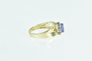 14K Oval Tanzanite Diamond Halo Engagement Ring Yellow Gold