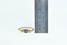 Load image into Gallery viewer, 14K Princess Amethyst Citrine Rope Stacking Ring Yellow Gold