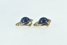 Load image into Gallery viewer, 14K Vintage Round Lapis Lazuli Cabochon Earrings Yellow Gold