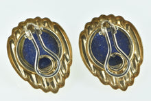 Load image into Gallery viewer, 14K Vintage Round Lapis Lazuli Cabochon Earrings Yellow Gold