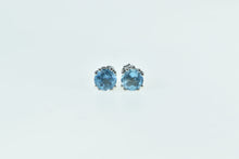 Load image into Gallery viewer, 14K Round Faceted Blue Topaz Classic Stud Earrings White Gold