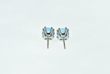 Load image into Gallery viewer, 14K Round Faceted Blue Topaz Classic Stud Earrings White Gold