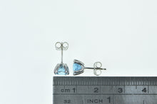 Load image into Gallery viewer, 14K Round Faceted Blue Topaz Classic Stud Earrings White Gold