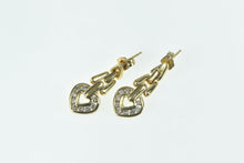 Load image into Gallery viewer, 14K Vintage Diamond Heart Love Symbol Dangle Earrings Yellow Gold