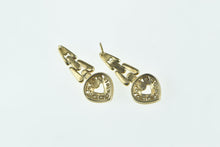 Load image into Gallery viewer, 14K Vintage Diamond Heart Love Symbol Dangle Earrings Yellow Gold