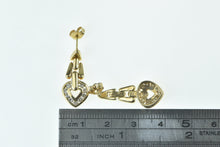 Load image into Gallery viewer, 14K Vintage Diamond Heart Love Symbol Dangle Earrings Yellow Gold