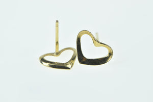 14K Heart Love Symbol Vintage Romantic Stud Earrings Yellow Gold