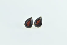 Load image into Gallery viewer, 14K Pear Cut Garnet Solitaire Vintage Stud Earrings Yellow Gold