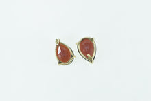 Load image into Gallery viewer, 14K Pear Cut Garnet Solitaire Vintage Stud Earrings Yellow Gold