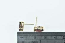 Load image into Gallery viewer, 14K Pear Cut Garnet Solitaire Vintage Stud Earrings Yellow Gold