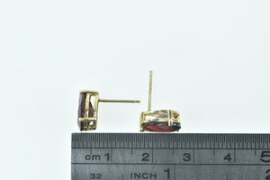 14K Pear Cut Garnet Solitaire Vintage Stud Earrings Yellow Gold