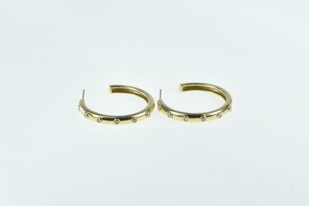 14K 0.25 Ctw Diamond 30.2mm Semi Hoop Earrings Yellow Gold