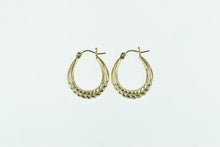 Load image into Gallery viewer, 14K 21.5mm Vintage Puffy Braid Pattern Hoop Earrings Yellow Gold