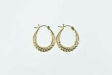 Load image into Gallery viewer, 14K 21.5mm Vintage Puffy Braid Pattern Hoop Earrings Yellow Gold