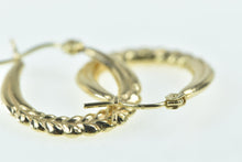 Load image into Gallery viewer, 14K 21.5mm Vintage Puffy Braid Pattern Hoop Earrings Yellow Gold