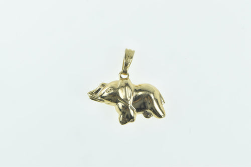 14K Puffy Baby Elephant Patience Symbol Charm/Pendant Yellow Gold