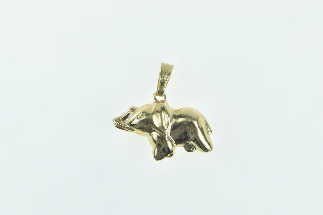 14K Puffy Baby Elephant Patience Symbol Charm/Pendant Yellow Gold