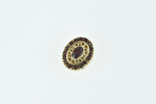 14K Oval Garnet Filigree Halo Slide Bracelet Charm/Pendant Yellow Gold
