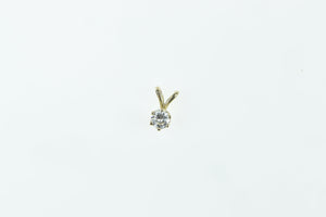 14K 0.17 Ct Diamond Solitaire Classic Simple Pendant Yellow Gold