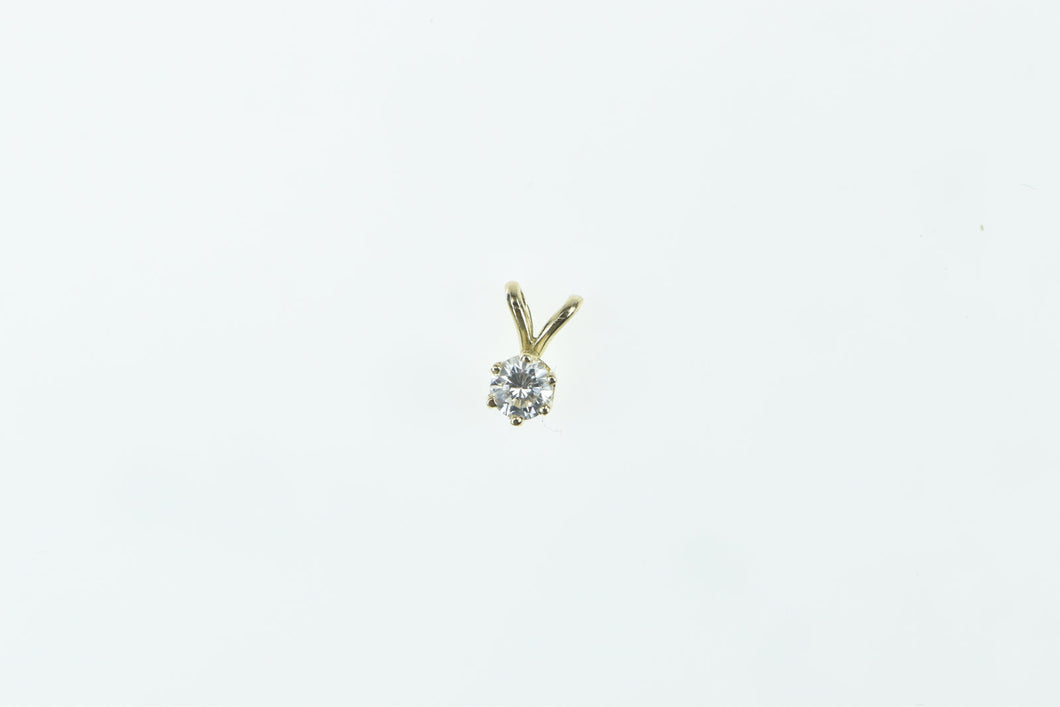 14K 0.17 Ct Diamond Solitaire Classic Simple Pendant Yellow Gold