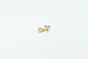 14K 0.17 Ct Diamond Solitaire Classic Simple Pendant Yellow Gold