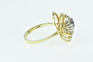 14K Sapphire Diamond Circle Vintage Statement Ring Yellow Gold
