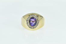 Load image into Gallery viewer, 14K 2.21 Ctw Amethyst Diamond Halo Men&#39;s Ring Yellow Gold