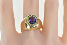 Load image into Gallery viewer, 14K 2.21 Ctw Amethyst Diamond Halo Men&#39;s Ring Yellow Gold