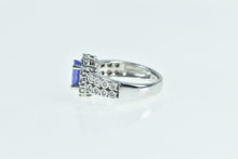 Load image into Gallery viewer, 14K Oval Tanzanite Diamond Halo Statement Ring White Gold