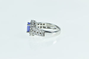 14K Oval Tanzanite Diamond Halo Statement Ring White Gold