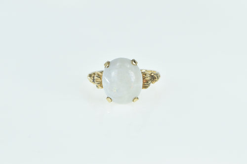 14K 1950's Ornate Oval Opal Classic Statement Ring Yellow Gold