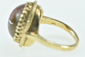 14K Oval Watermelon Tourmaline Cabochon Ring Yellow Gold