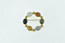 Load image into Gallery viewer, 14K Vintage Multi Stone Cabochon Circle Pin/Brooch Yellow Gold