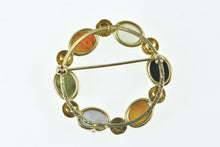 Load image into Gallery viewer, 14K Vintage Multi Stone Cabochon Circle Pin/Brooch Yellow Gold