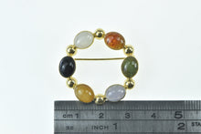 Load image into Gallery viewer, 14K Vintage Multi Stone Cabochon Circle Pin/Brooch Yellow Gold